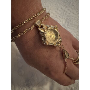 RoseGold-Tone UNIQUE BRACELET WATCH Hand Finger Pendant STRADA gypsy Boho NIB